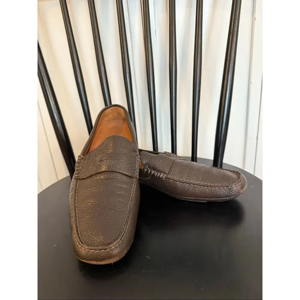 BOSS Hugo Boss brown leather loafers size 9